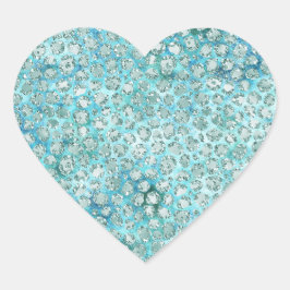Girly Aqua Blue Glitzy Glitter Leopard Print Hart Sticker