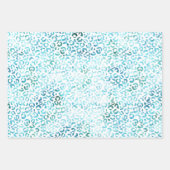 Girly Aqua Blue Glitzy Glitter Leopard Print Inpakpapier Vel (Voorkant 2)