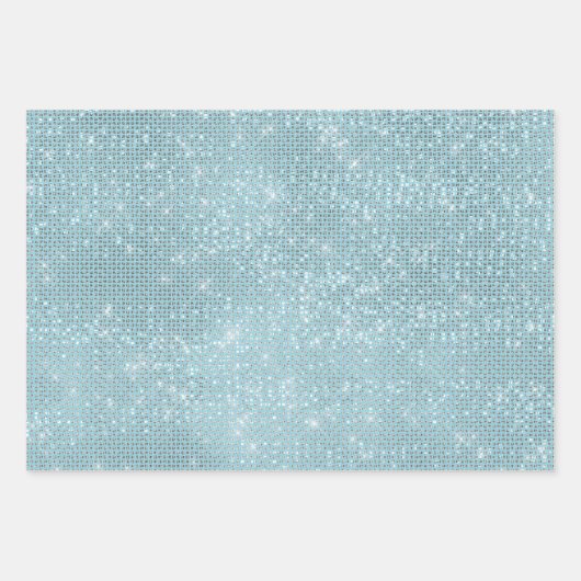 Girly Aqua Blue Glitzy Sparkle Inpakpapier Vel (Voorkant 2)