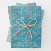 Girly Aqua Blue Glitzy Sparkle Inpakpapier Vel (In situ)
