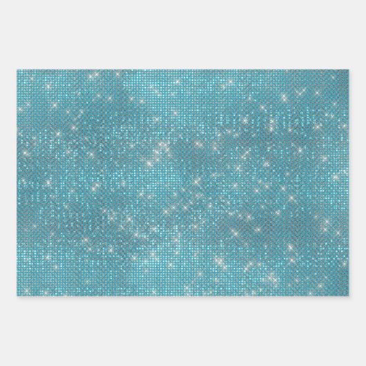 Girly Aqua Blue Glitzy Sparkle Inpakpapier Vel (Voorkant)