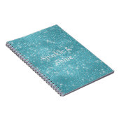 Girly Aqua Blue Glitzy Sparkle Notitieboek (Rechterzijde)