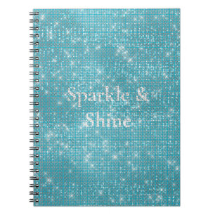 Girly Aqua Blue Glitzy Sparkle Notitieboek