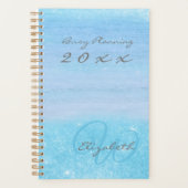 Girly Aqua Blue Ombre met Monogram Planner (Voorkant)