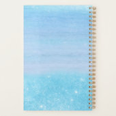 Girly Aqua Blue Ombre met Monogram Planner (Achterkant)