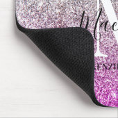 Girly Aqua Blue Pink Ombre Glitter Monogram Naam Muismat (Hoek)