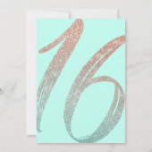 Girly Aqua Blue Roos Gold Sequin Glitter Sweet 16 Kaart (Achterkant)