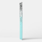 Girly Aqua Blue Silver Glitter Monogram Case-Mate iPhone Case (Achterkant / Rechts)