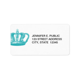 Girly Aqua Blue Vintage Crown Etiket