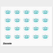 Girly Aqua Blue Vintage Crown Ronde Sticker (Vel)