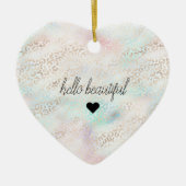 Girly Aqua Blush Pink Gold Leopard Print Heart Keramisch Ornament (Voorkant)
