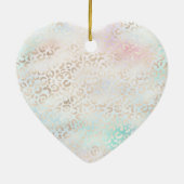 Girly Aqua Blush Pink Gold Leopard Print Heart Keramisch Ornament (Achterkant)