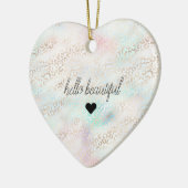 Girly Aqua Blush Pink Gold Leopard Print Heart Keramisch Ornament (Links)
