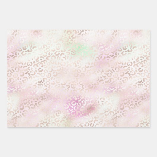 Girly Aqua Blush Pink Gold Leopard Print Inpakpapier Vel (Voorkant 3)