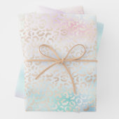 Girly Aqua Blush Pink Gold Leopard Print Inpakpapier Vel (In situ)