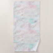 Girly Aqua Blush Pink Gold Leopard Print Strandlaken (Voorkant)