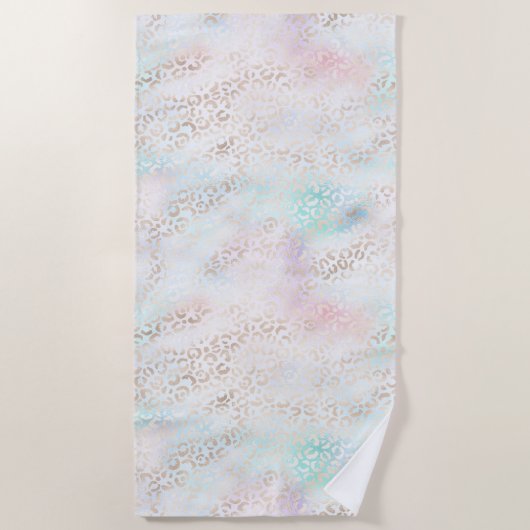 Girly Aqua Blush Pink Gold Leopard Print Strandlaken (Voorkant)
