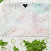 Girly Aqua Blush Pink Gold Leopard Print Theedoek (Gevouwen)