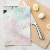 Girly Aqua Blush Pink Gold Leopard Print Theedoek (Quarter Fold)