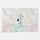 Girly Aqua Blush Pink Gold Leopard Print Theedoek (Horizontaal)