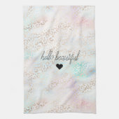 Girly Aqua Blush Pink Gold Leopard Print Theedoek (Verticaal)