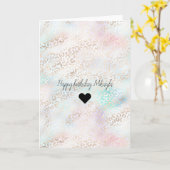 Girly Aqua Blush Roze Gouden Luipaard Print Hart Kaart (Gele Bloem)