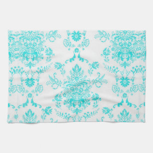 Girly Aqua Damask Theedoek