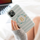 Girly Aqua en Yellow Floral Monogram Case-Mate iPhone Case