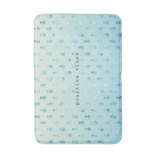 Girly Aqua Glam Tropical Pineapples Ombre Badmat (Voorkant Verticaal)