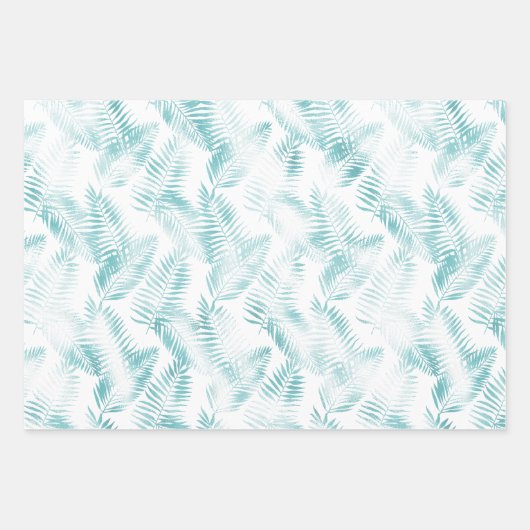Girly Aqua Glam Tropical Pineapples Ombre Inpakpapier Vel (Voorkant 3)