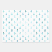 Girly Aqua Glam Tropical Pineapples Ombre Inpakpapier Vel (Voorkant 2)
