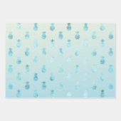 Girly Aqua Glam Tropical Pineapples Ombre Inpakpapier Vel (Voorkant)