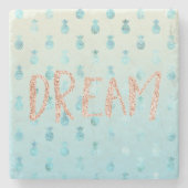 Girly Aqua Glam Tropische Ananas Roze Droom Stenen Onderzetter (Voorkant)