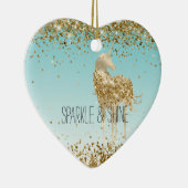 Girly Aqua Gold Confetti Glitter Unicorn Keramisch Ornament (Rechts)