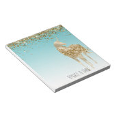 Girly Aqua Gold Confetti Glitter Unicorn Notitieblok (Schuin)