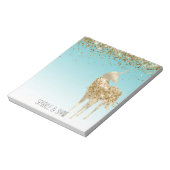 Girly Aqua Gold Confetti Glitter Unicorn Notitieblok (Linkerzijde)