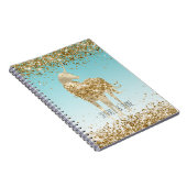 Girly Aqua Gold Confetti Glitter Unicorn Notitieboek (Rechterzijde)