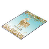 Girly Aqua Gold Confetti Glitter Unicorn Notitieboek (Linkerzijde)