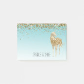 Girly Aqua Gold Confetti Glitter Unicorn Post-it® Notes (Voorkant)