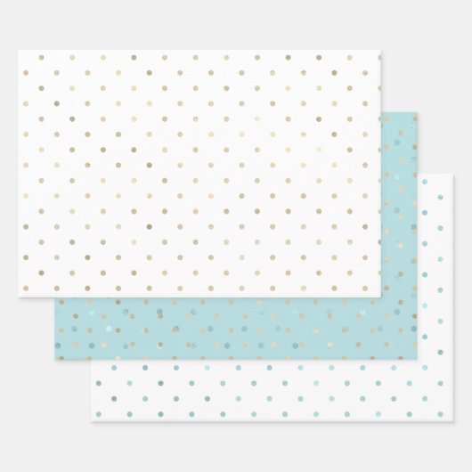 Girly Aqua Gold Stippen Inpakpapier Vel (Set)