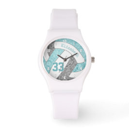 girly aqua gray douanesvolleyball horloge