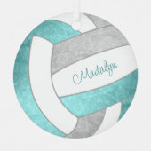 girly aqua gray keepomwille volleyball giften metalen ornament (Voorkant)
