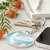 girly aqua gray keepomwille volleyball giften sleutelhanger (Voorkant Rechts)