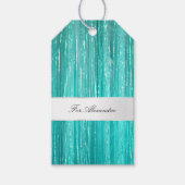 Girly Aqua Mint Glam Glitzy Tinsel Stripes Cadeaulabel (Voorkant)