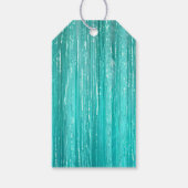 Girly Aqua Mint Glam Glitzy Tinsel Stripes Cadeaulabel (Achterkant)