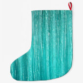 Girly Aqua Mint Glam Glitzy Tinsel Stripes Grote Kerstsok (Achterkant)