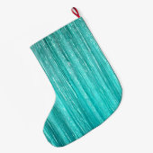 Girly Aqua Mint Glam Glitzy Tinsel Stripes Grote Kerstsok (Achterkant (Hangend))