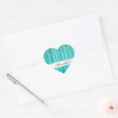 Girly Aqua Mint Glam Glitzy Tinsel Stripes Hart Sticker (Envelop)
