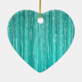 Girly Aqua Mint Glam Glitzy Tinsel Stripes Keramisch Ornament (Achterkant)