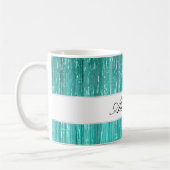 Girly Aqua Mint Glam Glitzy Tinsel Stripes Koffiemok (Links)
